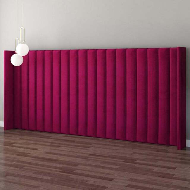 Aspire Furniture Grandeur Berry Plush Velvet Wing Headboard - Size: Emperor - Purple - Aspire Beds - Wilko - image 1