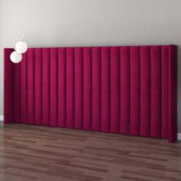 Aspire Furniture Grandeur Berry Plush Velvet Wing Headboard - Size: Emperor - Purple - Aspire Beds - Wilko - thumbnail 1
