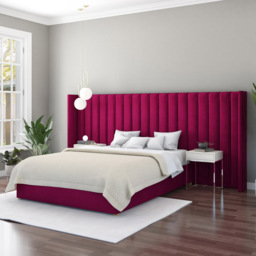 Aspire Furniture Grandeur Berry Plush Velvet Wing Headboard - Size: Emperor - Purple - Aspire Beds - Wilko - thumbnail 3