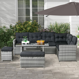 Outsunny 10 Seater Mixed Grey Rattan Patio Furniture Set - Wilko