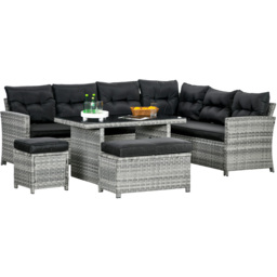 Outsunny 10 Seater Mixed Grey Rattan Patio Furniture Set - Wilko - thumbnail 3