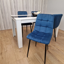 Kosy Koala 4 Seater Velvet Dining Set White Black and Blue - Size: 87 x 59 x 45cm - Portland - Wilko - thumbnail 6