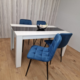 Kosy Koala 4 Seater Velvet Dining Set White Black and Blue - Size: 87 x 59 x 45cm - Portland - Wilko - thumbnail 5