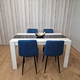 Kosy Koala 4 Seater Velvet Dining Set White Black and Blue - Size: 87 x 59 x 45cm - Portland - Wilko - thumbnail 4