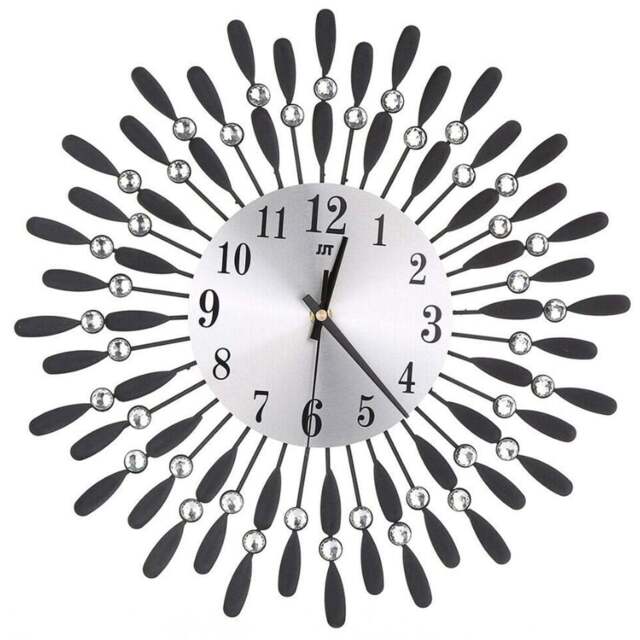 Living and Home Black 3D Silent Drop-Shape Metal Wall Clock with Crystal - Size: 5 x 37.5 x 37.50cm - Wilko - image 1