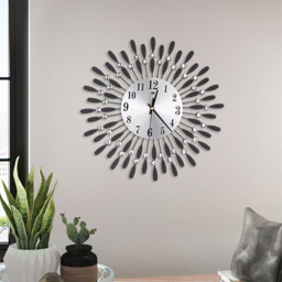 Living and Home Black 3D Silent Drop-Shape Metal Wall Clock with Crystal - Size: 5 x 37.5 x 37.50cm - Wilko - thumbnail 7