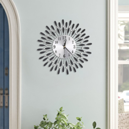 Living and Home Black 3D Silent Drop-Shape Metal Wall Clock with Crystal - Size: 5 x 37.5 x 37.50cm - Wilko - thumbnail 3