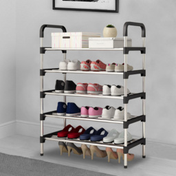Living and Home 5-Tier Black Metal Shoe Rack - Size: 30 x 60 x 95cm - Wilko - thumbnail 7