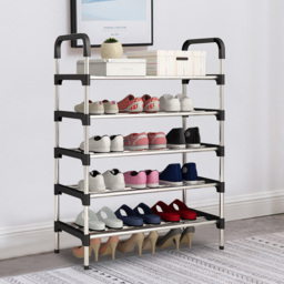 Living and Home 5-Tier Black Metal Shoe Rack - Size: 30 x 60 x 95cm - Wilko - thumbnail 3