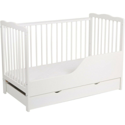 Brooklyn Single Drawer White Height Adjustable Wooden Baby Cot Crib - Size: 85 x 125 x 66cm - MCC - Wilko - thumbnail 3