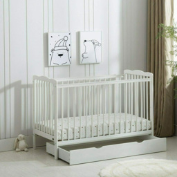 Brooklyn Single Drawer White Height Adjustable Wooden Baby Cot Crib - Size: 85 x 125 x 66cm - MCC - Wilko - thumbnail 5