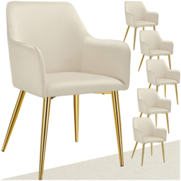 tectake Avane Set of 6 Velvet Dining Chair - Cream - Wilko - thumbnail 3