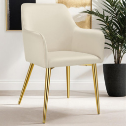 tectake Avane Set of 6 Velvet Dining Chair - Cream - Wilko