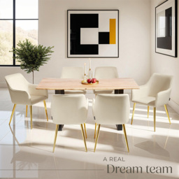 tectake Avane Set of 6 Velvet Dining Chair - Cream - Wilko - thumbnail 5