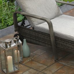 Ventura Deluxe Rattan Sun Lounger with Adjustable Recline - Size: 102 x 170 x 73.5cm - Grey - Wilko - thumbnail 6