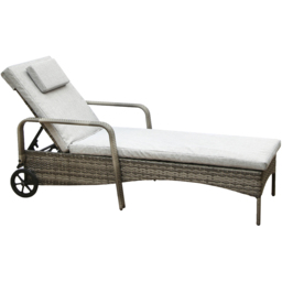 Ventura Deluxe Rattan Sun Lounger with Adjustable Recline - Size: 102 x 170 x 73.5cm - Grey - Wilko - thumbnail 3