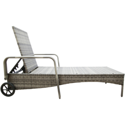 Ventura Deluxe Rattan Sun Lounger with Adjustable Recline - Size: 102 x 170 x 73.5cm - Grey - Wilko - thumbnail 4
