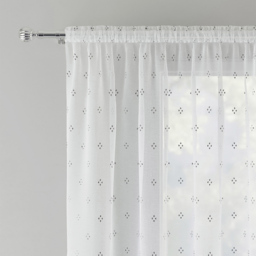 Tyrone Textiles Destiny Silver Metallic Diamond Print Rod Pocket Voile Panel Curtains 140 x 122cm - Size: W 140 x D 122cm - Wilko - thumbnail 3