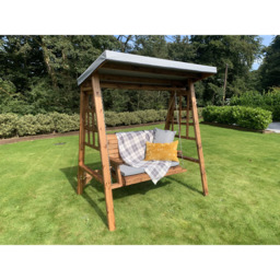 Charles Taylor Dorset 2 Seater Swing with Grey Cushions and Roof Cover - Wilko - thumbnail 6