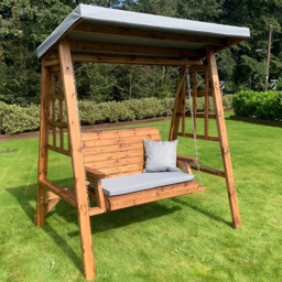Charles Taylor Dorset 2 Seater Swing with Grey Cushions and Roof Cover - Wilko - thumbnail 1