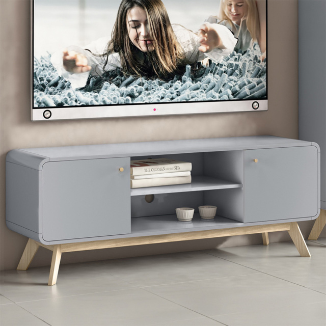 Loft24 Cassie 2 Door 2 Shelf Grey TV Stand - Size: 53 x 140 x 39cm - Wilko - image 1