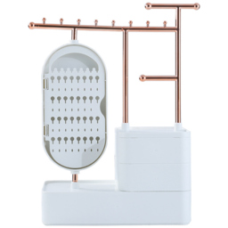 Living and Home 3 Drawer Multifunction Jewellery Organiser with Display Tower and Mirror - Size: 37.5 x 25 x 15 cm - White - Wilko - thumbnail 5