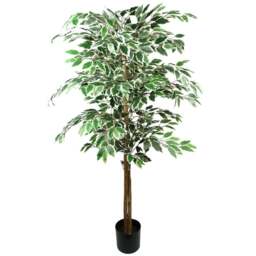 Leaf Silk Leaf Ficus Artificial Tree in Pot 150cm - Size: 150 x 80 x 80cm - Green - Wilko