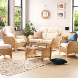 Desser Furniture Centurion 4 Seater Cotton Cream Sofa Set - Size: 2 Seater - Brown - Wilko