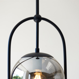 Merano Trieste Smoked Mirror Glass Matt Black Single Globe Pendant Ceiling Light - Size: 27.5 x 27.5 x 86cm - Wilko - thumbnail 5