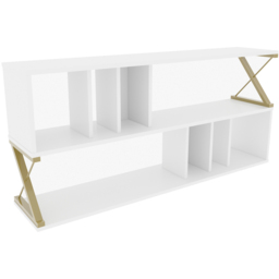 Decorotika Termas 8 Shelf White and Gold TV Unit - Size: 64.4 x 140 x 29.5cm - Multi - Wilko - thumbnail 3