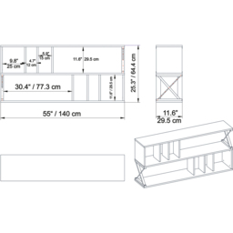 Decorotika Termas 8 Shelf White and Gold TV Unit - Size: 64.4 x 140 x 29.5cm - Multi - Wilko - thumbnail 7