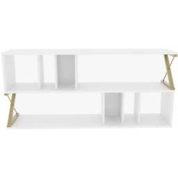 Decorotika Termas 8 Shelf White and Gold TV Unit - Size: 64.4 x 140 x 29.5cm - Multi - Wilko - thumbnail 4
