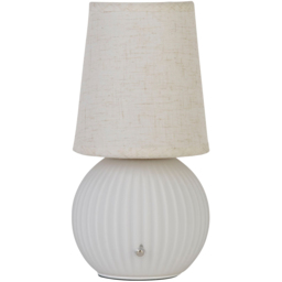Lighting Collection Frosted Glass and Linen Shade Rechargeable LED Table Lamp - Size: 30 x 14 x 14cm - White and Gold - Wilko