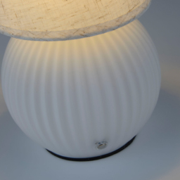 Lighting Collection Frosted Glass and Linen Shade Rechargeable LED Table Lamp - Size: 30 x 14 x 14cm - White and Gold - Wilko - thumbnail 5