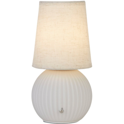 Lighting Collection Frosted Glass and Linen Shade Rechargeable LED Table Lamp - Size: 30 x 14 x 14cm - White and Gold - Wilko - thumbnail 4