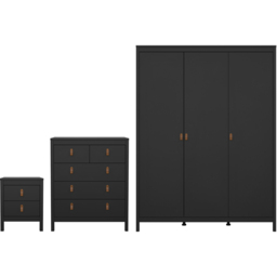 Florence Barcelona Matt Black 3 Piece Bedroom Furniture Set - Furniture To Go - Wilko - thumbnail 3