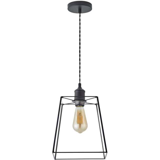 ValueLights Susie Single Glass Lantern Shade Matte Black LED Ceiling Pendant Light - Size: 131 x 18 x 18cm - Wilko - image 1