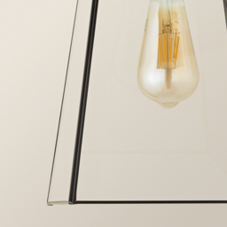 ValueLights Susie Single Glass Lantern Shade Matte Black LED Ceiling Pendant Light - Size: 131 x 18 x 18cm - Wilko - thumbnail 5