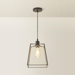 ValueLights Susie Single Glass Lantern Shade Matte Black LED Ceiling Pendant Light - Size: 131 x 18 x 18cm - Wilko - thumbnail 6