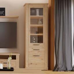 Florence Corona 2 Door Single Drawer Artisan Oak Narrow Display Cabinet - Size: 212 x 71.4 x 41.3cm - Brown - Furniture To Go - Wilko