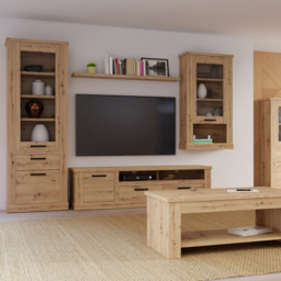 Florence Corona 2 Door Single Drawer Artisan Oak Narrow Display Cabinet - Size: 212 x 71.4 x 41.3cm - Brown - Furniture To Go - Wilko - thumbnail 7