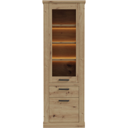 Florence Corona 2 Door Single Drawer Artisan Oak Narrow Display Cabinet - Size: 212 x 71.4 x 41.3cm - Brown - Furniture To Go - Wilko - thumbnail 4