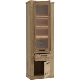 Florence Corona 2 Door Single Drawer Artisan Oak Narrow Display Cabinet - Size: 212 x 71.4 x 41.3cm - Brown - Furniture To Go - Wilko - thumbnail 5