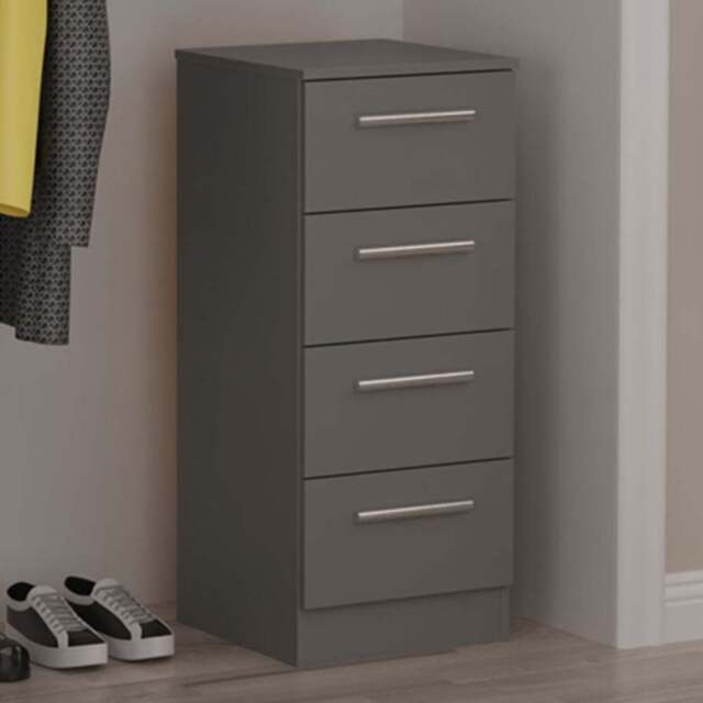 Crowndale Contrast 4 Drawer Dusk Grey Bedside Cabinet Ready Assembled - Wilko - image 1