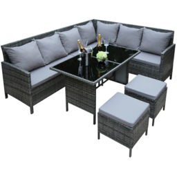 Thalia 8 Seater Rattan Sofa Set Grey - Home Garden Direct - Wilko - thumbnail 3