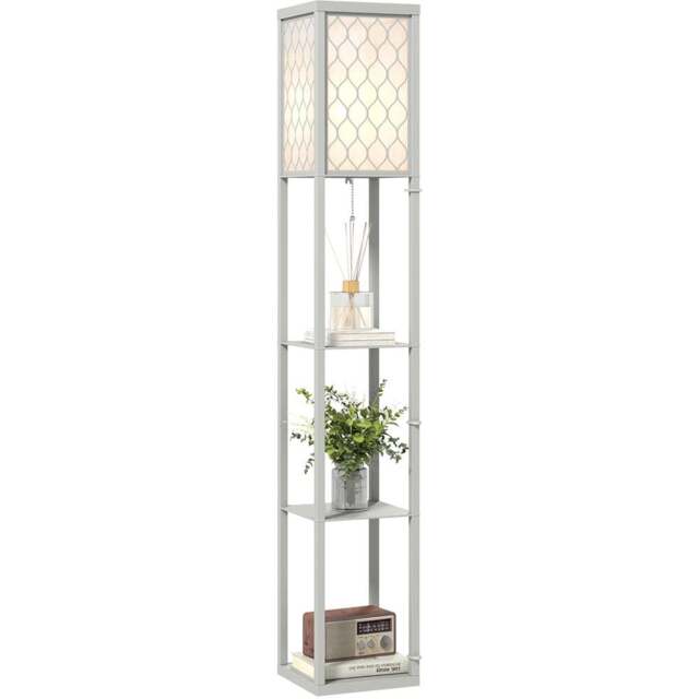 Portland 3 Shelf Light Grey Floor Lamp - Size: 160 x 26 x 26cm - Wilko - image 1
