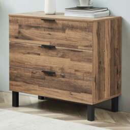 Hampshire 3 Drawer Oak Chest of Drawers - Brown - Wilko - thumbnail 1