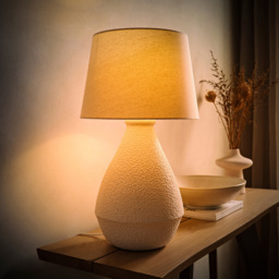 ValueLights Helena Natural Taper Shade Cream Speckled Ceramic LED Table Lamp - Size: 59 x 33 x 33cm - Wilko - thumbnail 7