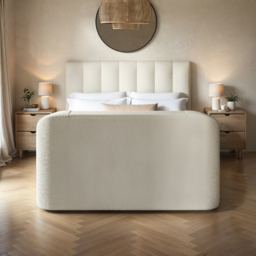 Flair Megane King Size Cream Boucle Side Lift Ottoman Bed with TV Bracket - Wilko - thumbnail 7