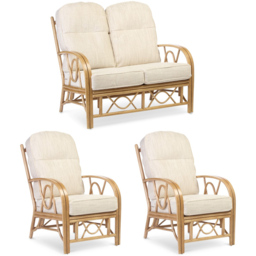Desser Bali 4 Seater Beige and Cream Natural Rattan Sofa Set - Multi - Wilko - thumbnail 3